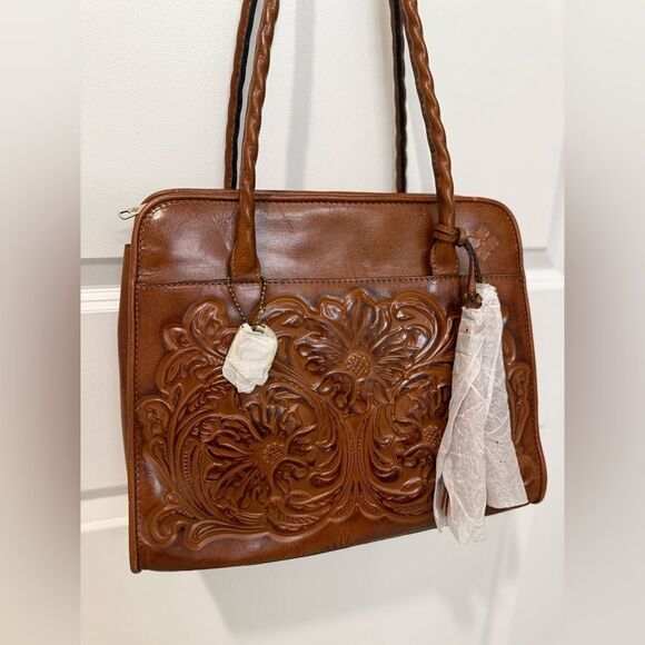 Patricia‎ Nash Vintage- Inspired Paris Large Satchel Bag Burnished Tooled, $299 - Picture 4 of 12